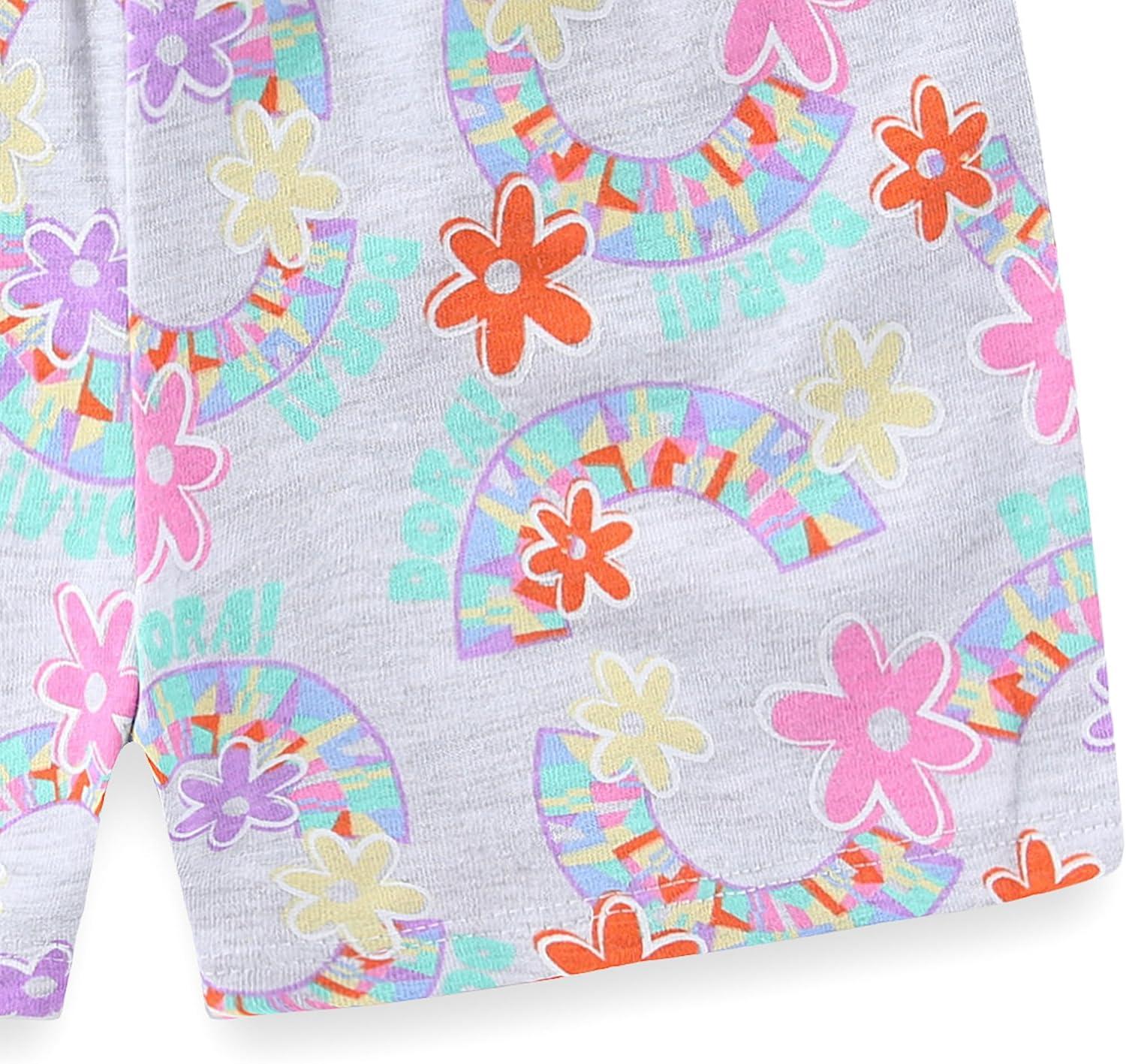 imageNickelodeon Dora the Explorer Girls Short Sleeve TShirt and Shorts Set for ToddlersGreenGrey