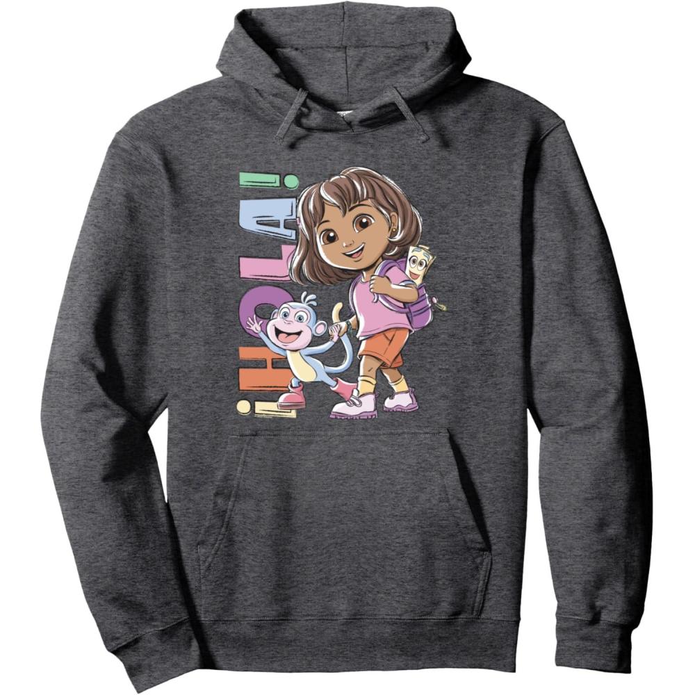 imageDora 2024 Hola Dora Sketchy Pullover HoodieDark Heather Grey