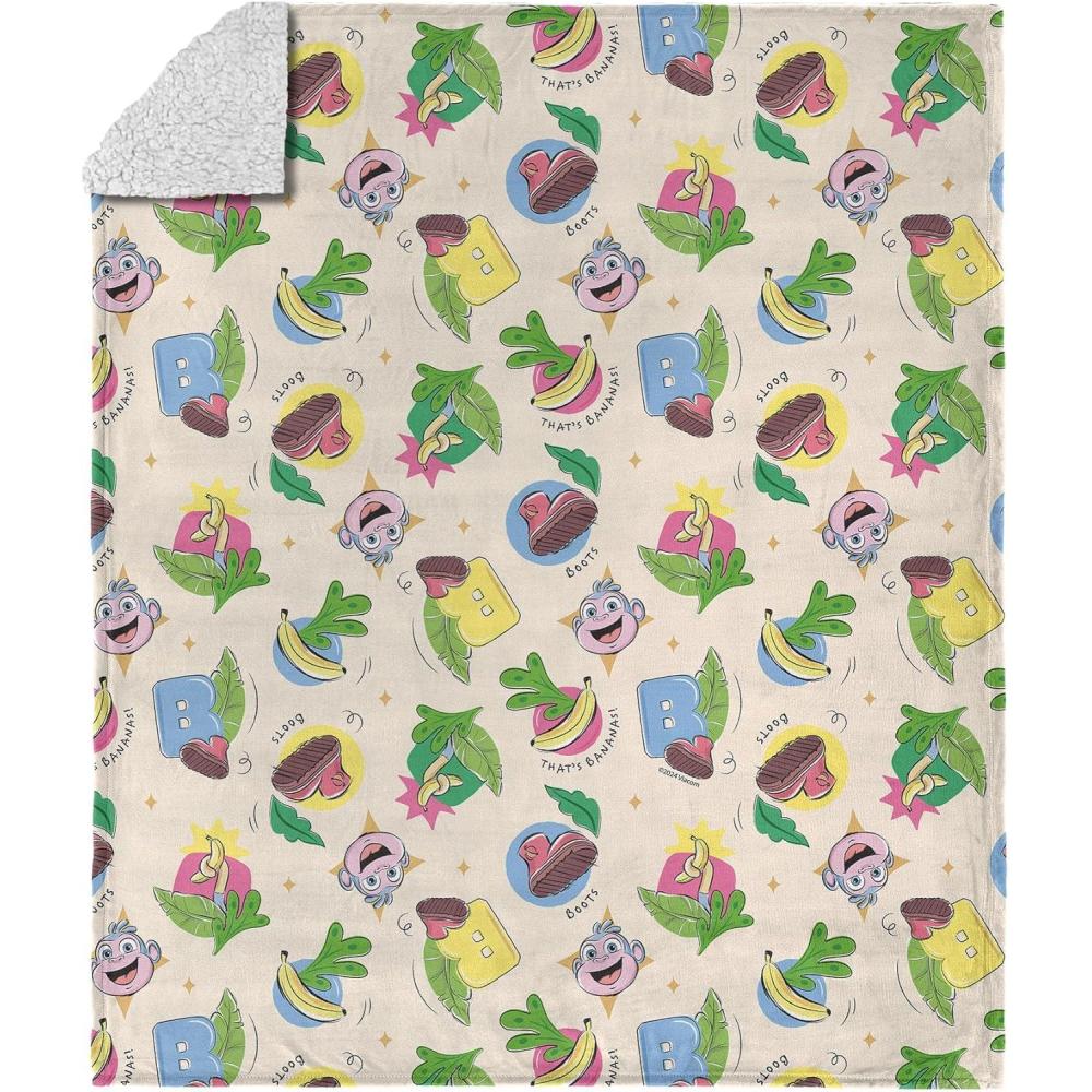 imageNORTHWEST Dora The Explorer Dora and Friends Collage Silk Touch Sherpa Throw Blanket Soft Fleece Cartoon Character 50 x 60 inchesBoots Pattern