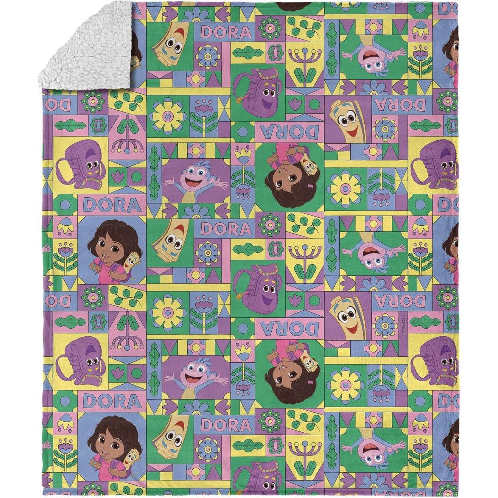 imageNORTHWEST Dora The Explorer Dora and Friends Collage Silk Touch Sherpa Throw Blanket Soft Fleece Cartoon Character 50 x 60 inchesDora and Friends Collage