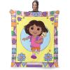 NORTHWEST Dora The Explorer Dora and Friends Collage Silk Touch Sherpa Throw Blanket, Soft Fleece, Cartoon Character, 50 x 60 inches(Running Dora)