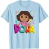 Dora (2024) Dora and Map Logo T-Shirt(Baby Blue)