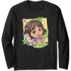 Dora (2024) Dora and Map Tropical Leaves Long Sleeve T-Shirt(Black)