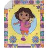 NORTHWEST Dora The Explorer Dora and Friends Collage Silk Touch Sherpa Throw Blanket, Soft Fleece, Cartoon Character, 50 x 60 inches(Running Dora)