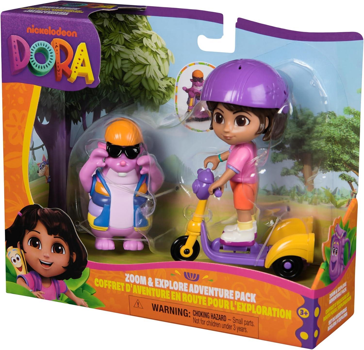 imageDora Zoom ampamp Explore Adventure Pack with Dora ampamp Tico Toy Figures ampamp 3Wheeled Scooter Accessory Kids Toys for Girls ampamp Boys Ages 3 and Up
