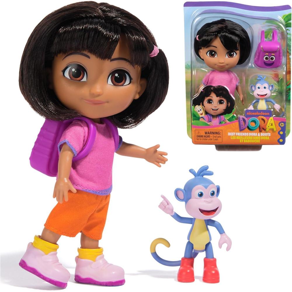 imageDora Best Friends Dora ampamp Boots Set 6inch Doll with Clothes Backpack ampamp Boots Toy Figure Kids Toys for Girls ampamp Boys Ages 3 and Up