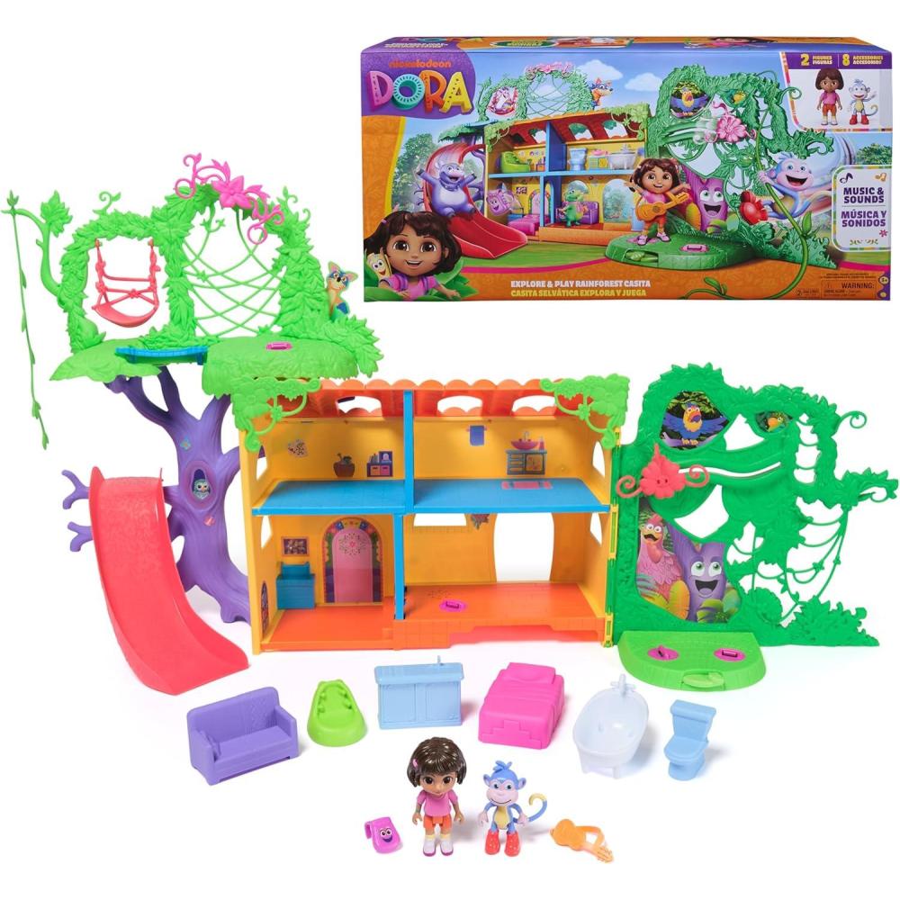 imageDora Explore ampamp Play Rainforest Casita Playset Dora ampamp Boots Figures Dollhouse Furniture Bilingual Phrases Kids Toys for Girls ampamp Boys Ages 3 and Up