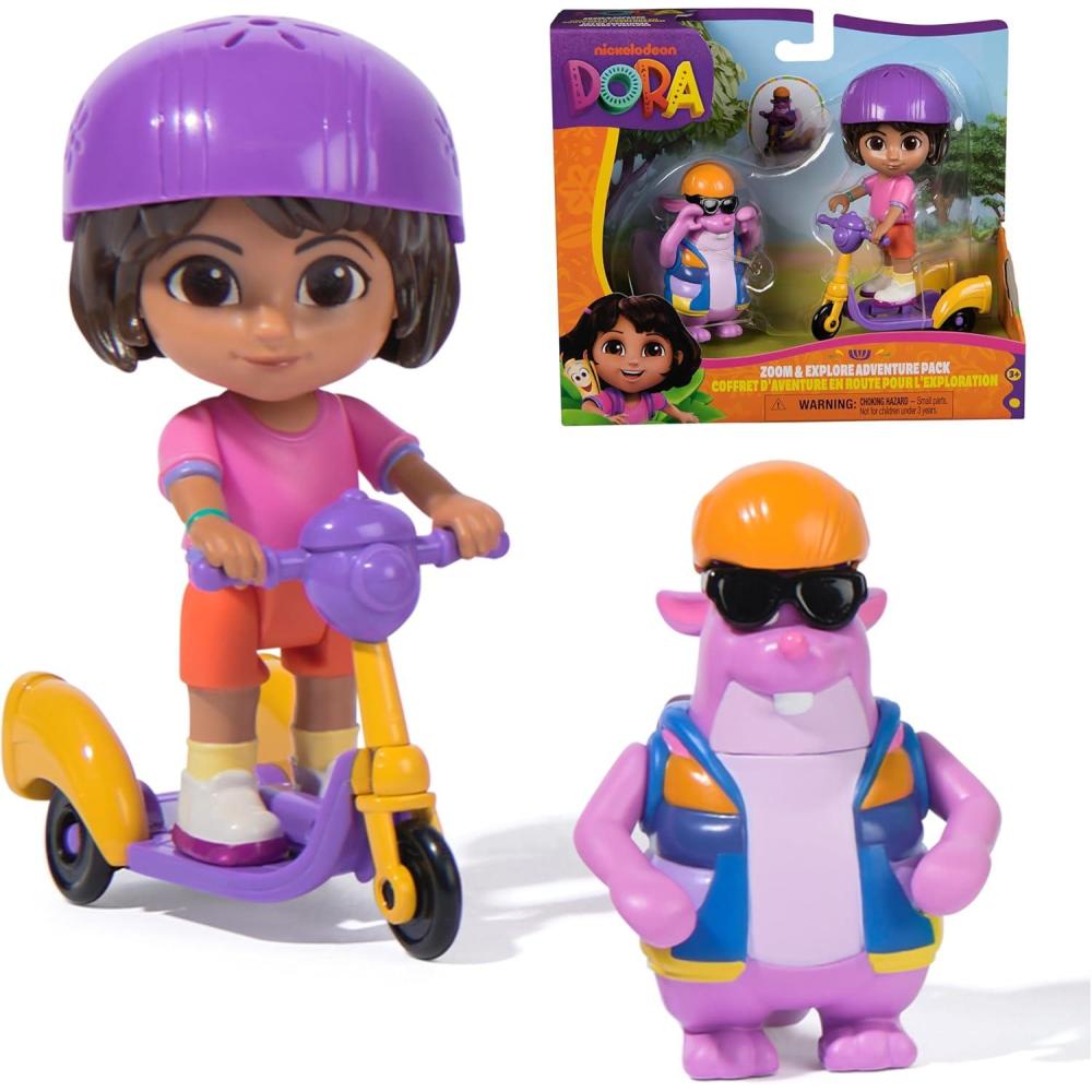 imageDora Zoom ampamp Explore Adventure Pack with Dora ampamp Tico Toy Figures ampamp 3Wheeled Scooter Accessory Kids Toys for Girls ampamp Boys Ages 3 and Up