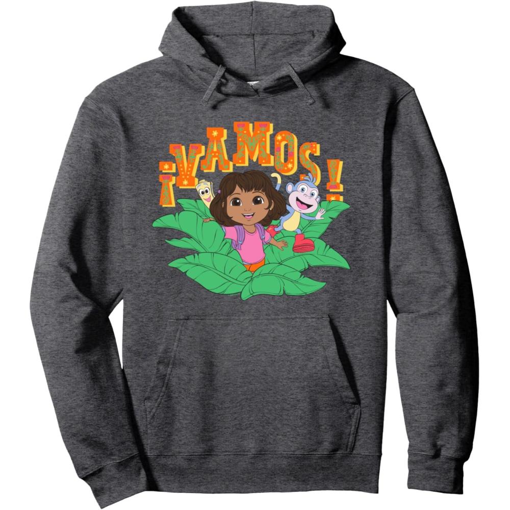 imageDora 2024 Dora Boots and Map Vamos Pullover HoodieDark Heather Grey