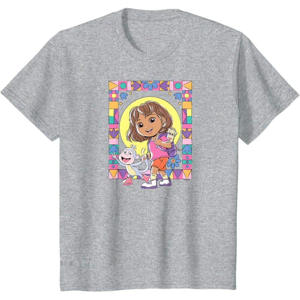 imageKids Dora 2024 Boots Mosaic TShirtHeather Grey