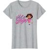 Dora the Explorer ¡Hola Amigas! Colorful Floral Chest Logo T-Shirt(Heather Grey)