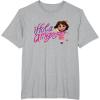 Dora the Explorer ¡Hola Amigas! Colorful Floral Chest Logo T-Shirt(Heather Grey)