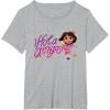 Dora the Explorer ¡Hola Amigas! Colorful Floral Chest Logo T-Shirt(Heather Grey)