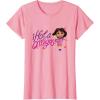 Dora the Explorer ¡Hola Amigas! Colorful Floral Chest Logo T-Shirt(Pink)