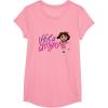 Dora the Explorer ¡Hola Amigas! Colorful Floral Chest Logo T-Shirt(Pink)