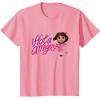 Dora the Explorer ¡Hola Amigas! Colorful Floral Chest Logo T-Shirt(Pink)