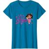Dora the Explorer ¡Hola Amigas! Colorful Floral Chest Logo T-Shirt(Sapphire Blue)