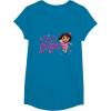 Dora the Explorer ¡Hola Amigas! Colorful Floral Chest Logo T-Shirt(Sapphire Blue)