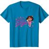 Dora the Explorer ¡Hola Amigas! Colorful Floral Chest Logo T-Shirt(Sapphire Blue)