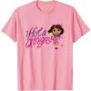 Dora the Explorer ¡Hola Amigas! Colorful Floral Chest Logo T-Shirt(Pink)