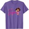 Dora the Explorer ¡Hola Amigas! Colorful Floral Chest Logo T-Shirt(Purple Heather)