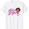 Dora the Explorer ¡Hola Amigas! Colorful Floral Chest Logo T-Shirt(White)