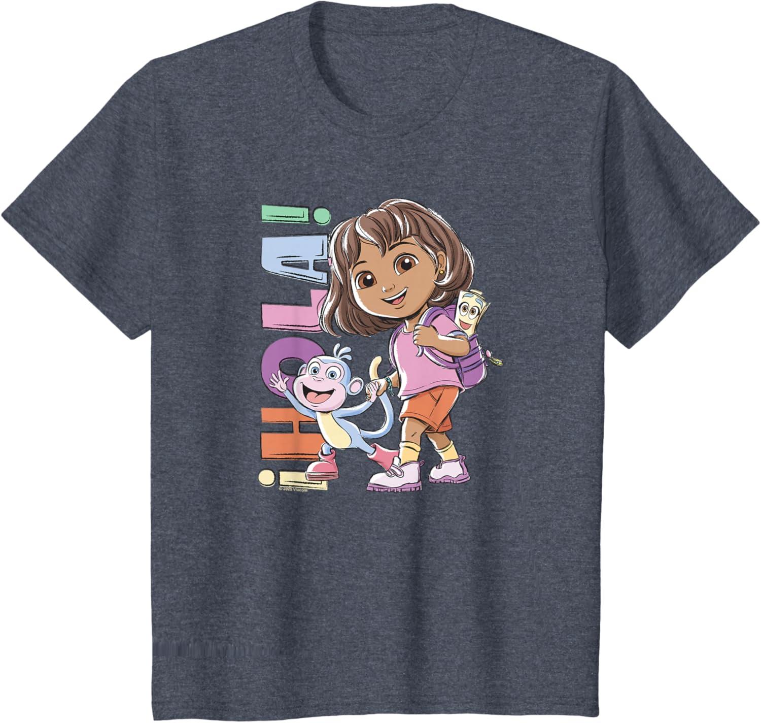 imageDora 2024 Hola Dora Sketchy TShirtHeather Blue