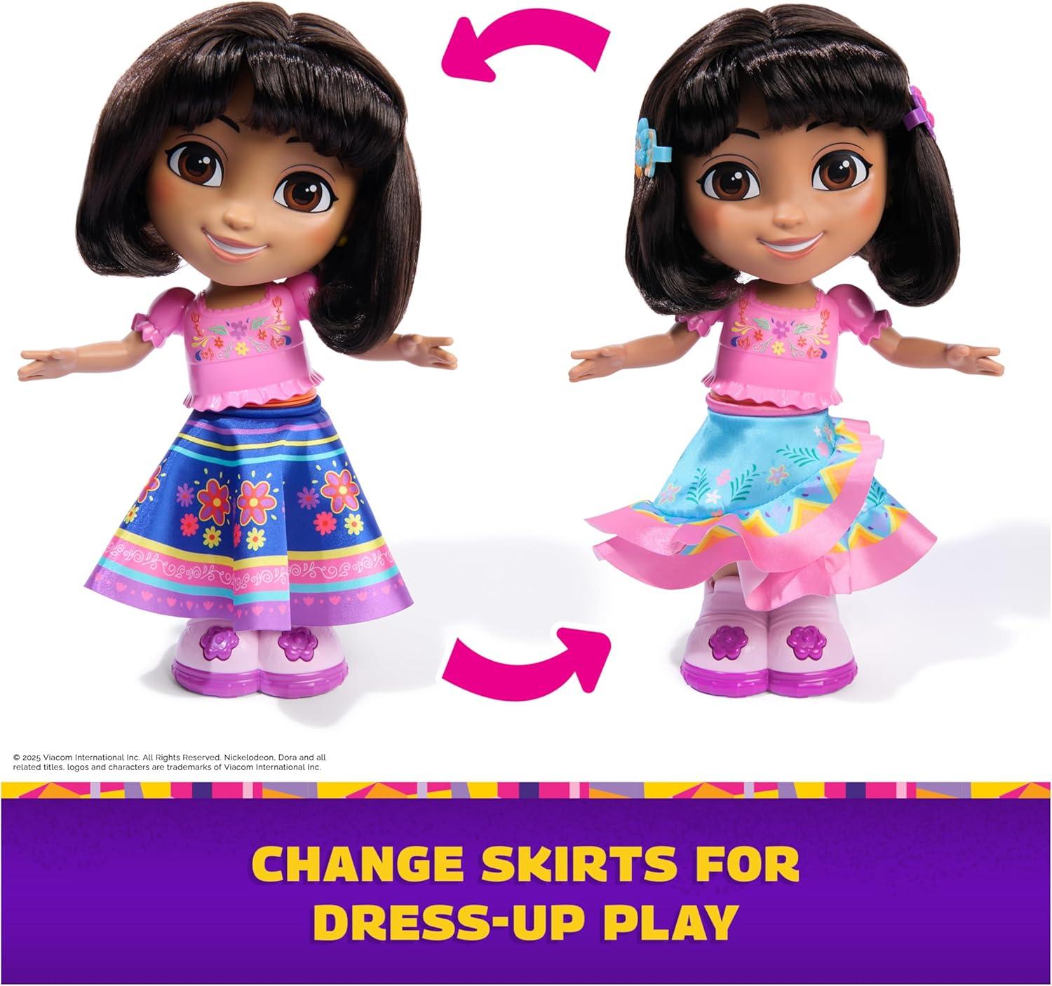 imageDora Dance with Me Dora Interactive Dancing Doll with 2 Skirts Bilingual Phrases ampamp Music Kids Toys for Girls ampamp Boys Ages 3 and Up