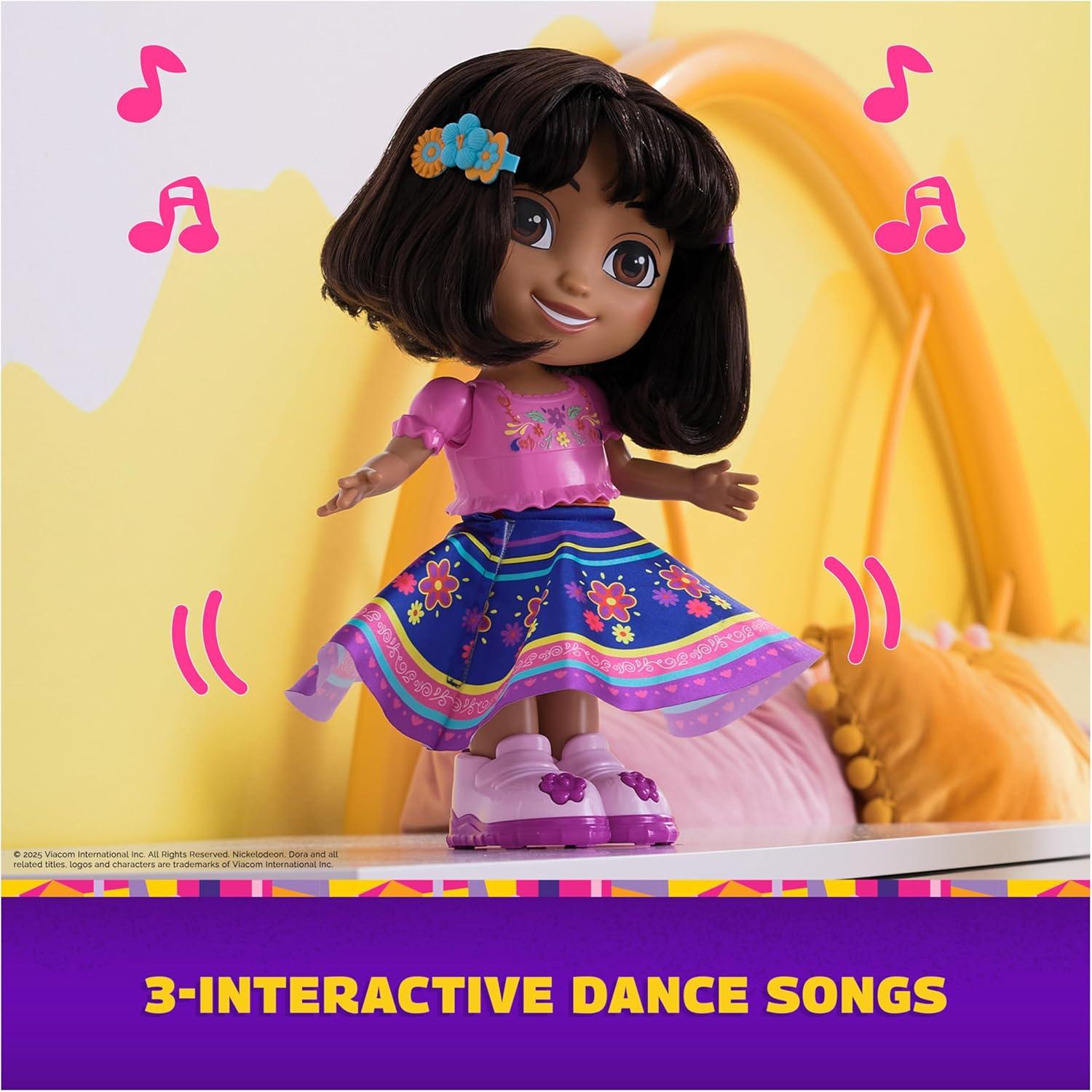 imageDora Dance with Me Dora Interactive Dancing Doll with 2 Skirts Bilingual Phrases ampamp Music Kids Toys for Girls ampamp Boys Ages 3 and Up