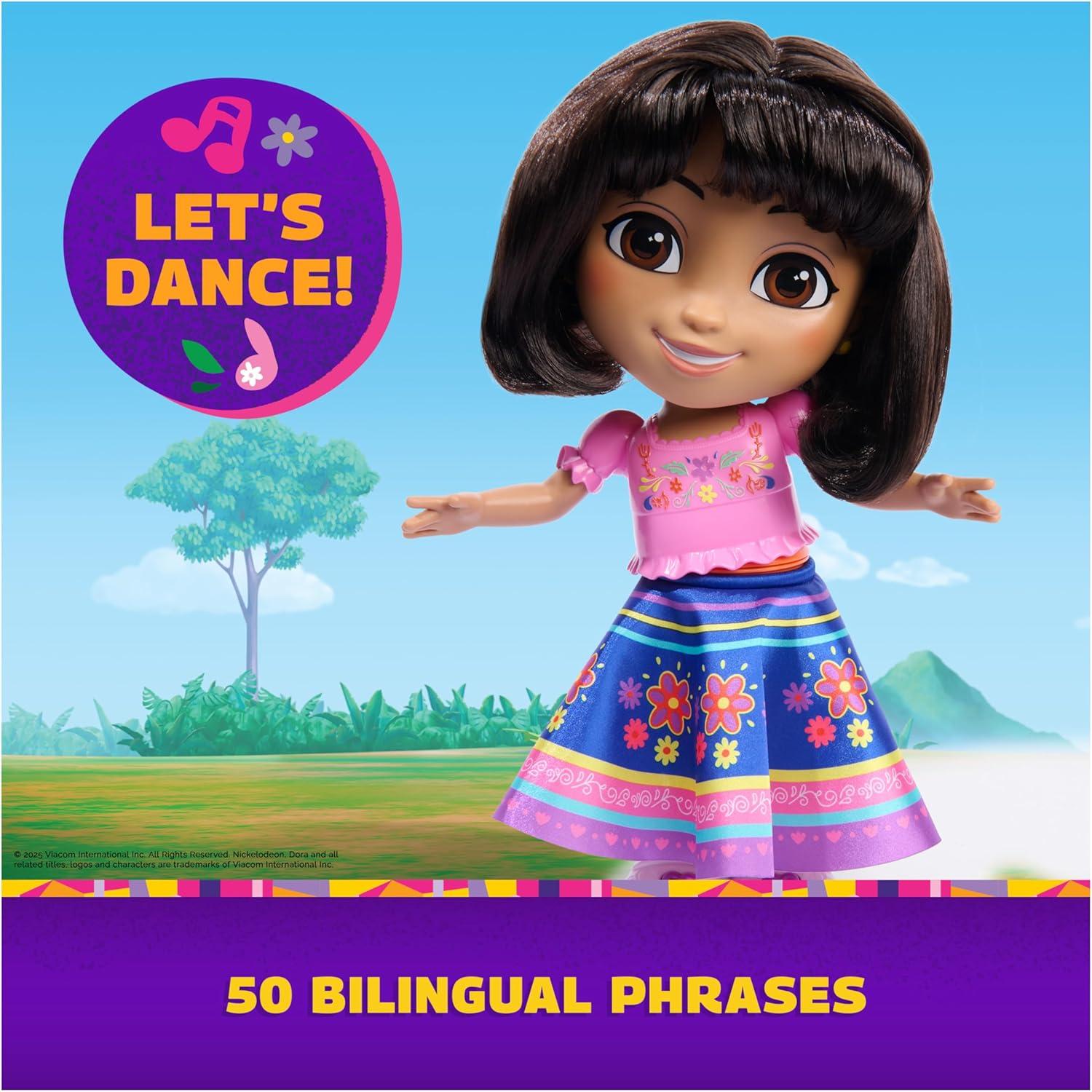 imageDora Dance with Me Dora Interactive Dancing Doll with 2 Skirts Bilingual Phrases ampamp Music Kids Toys for Girls ampamp Boys Ages 3 and Up