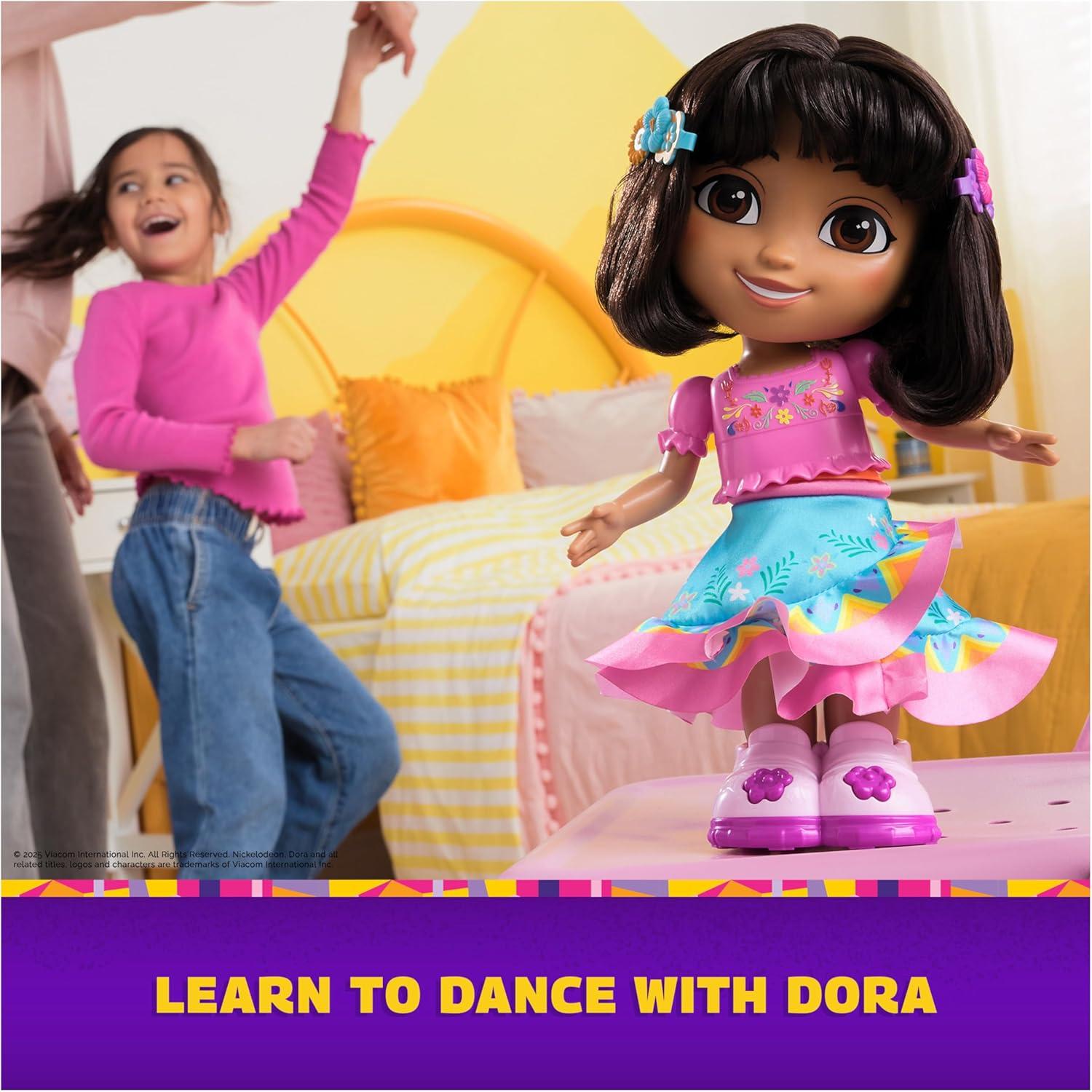 imageDora Dance with Me Dora Interactive Dancing Doll with 2 Skirts Bilingual Phrases ampamp Music Kids Toys for Girls ampamp Boys Ages 3 and Up