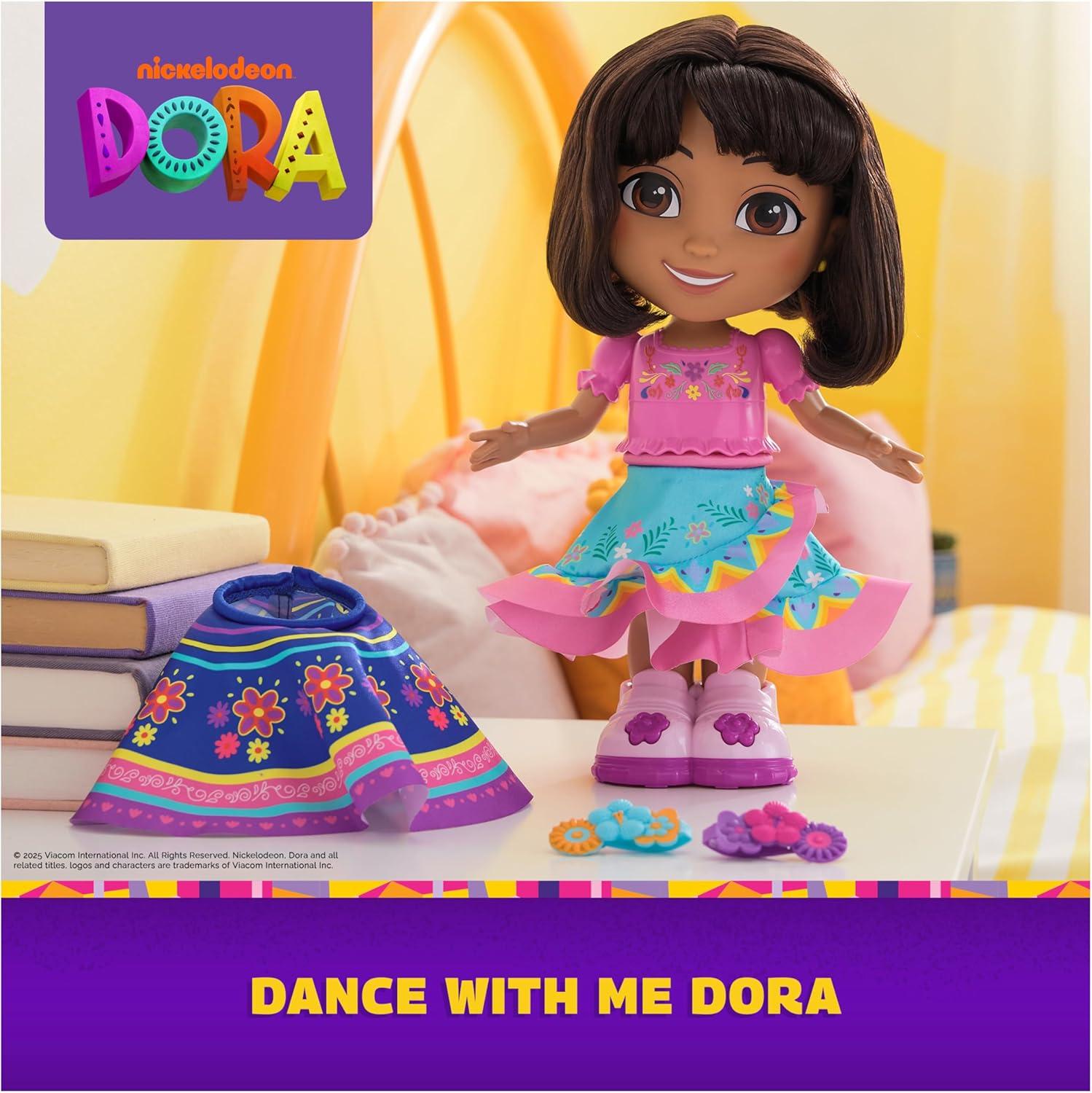 imageDora Dance with Me Dora Interactive Dancing Doll with 2 Skirts Bilingual Phrases ampamp Music Kids Toys for Girls ampamp Boys Ages 3 and Up