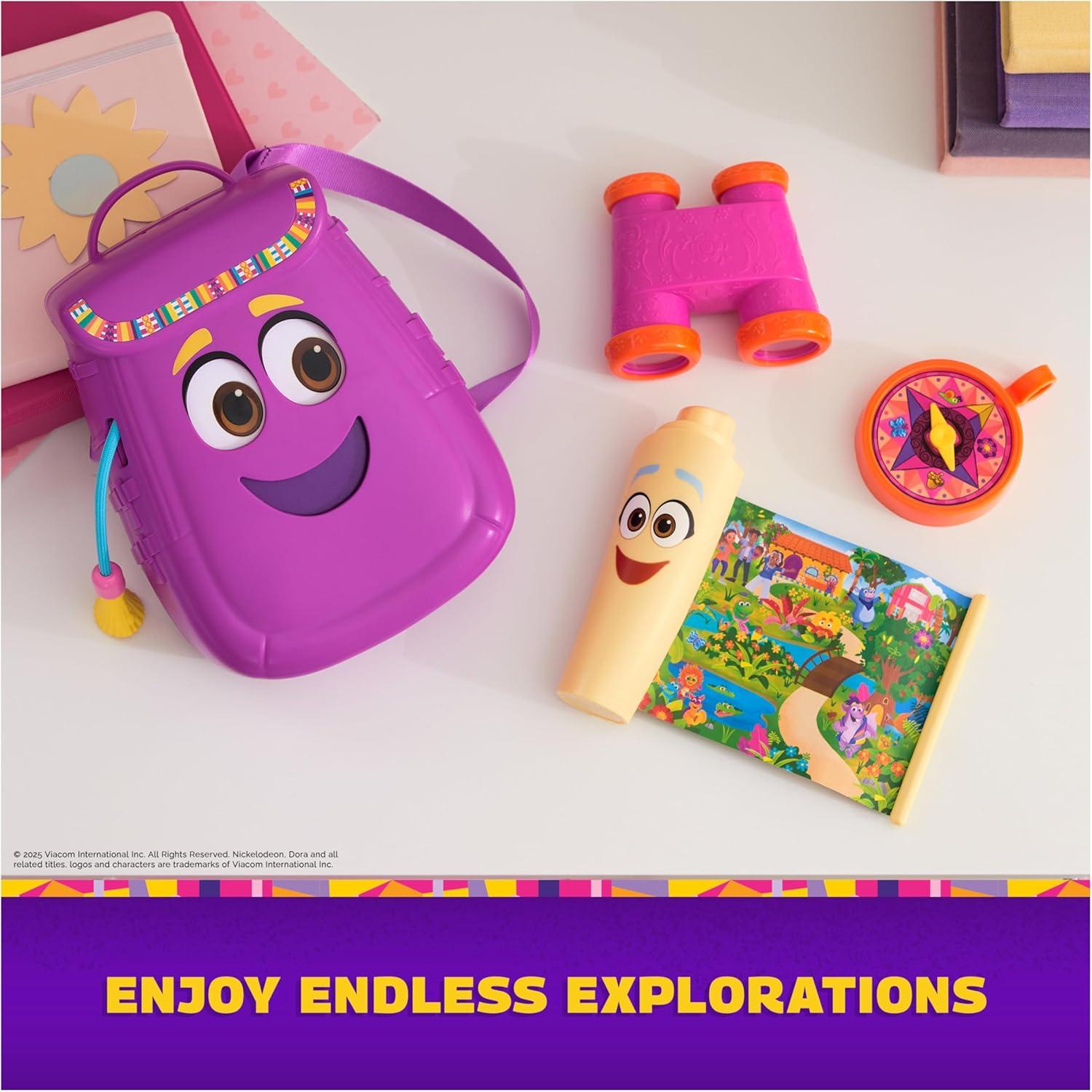 imageDora My Adventure Backpack with Explorer Accessories A Retractable Map Toy Binoculars ampamp Compass Kids Toys for Girls ampamp Boys Ages 3 and Up