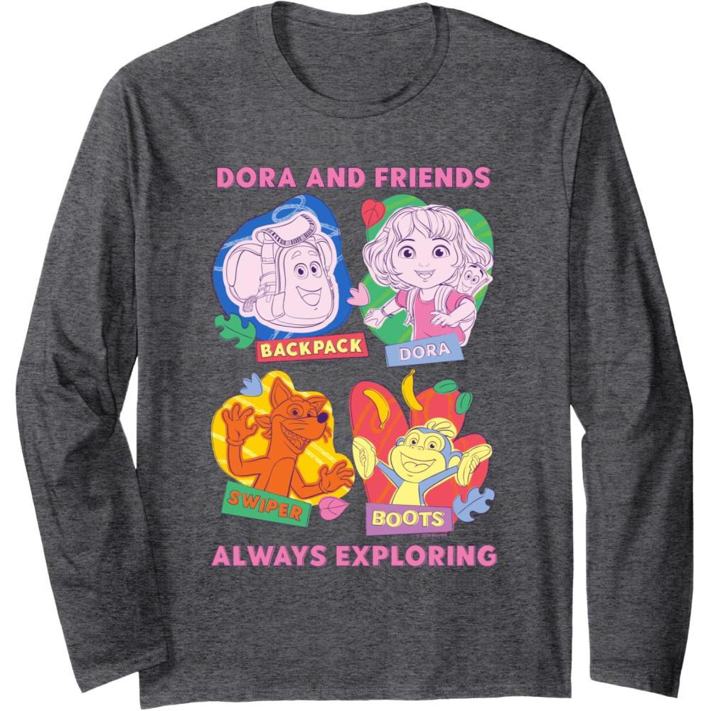 imageDora 2024 Dora and Friends Long Sleeve TShirtDark Heather Grey