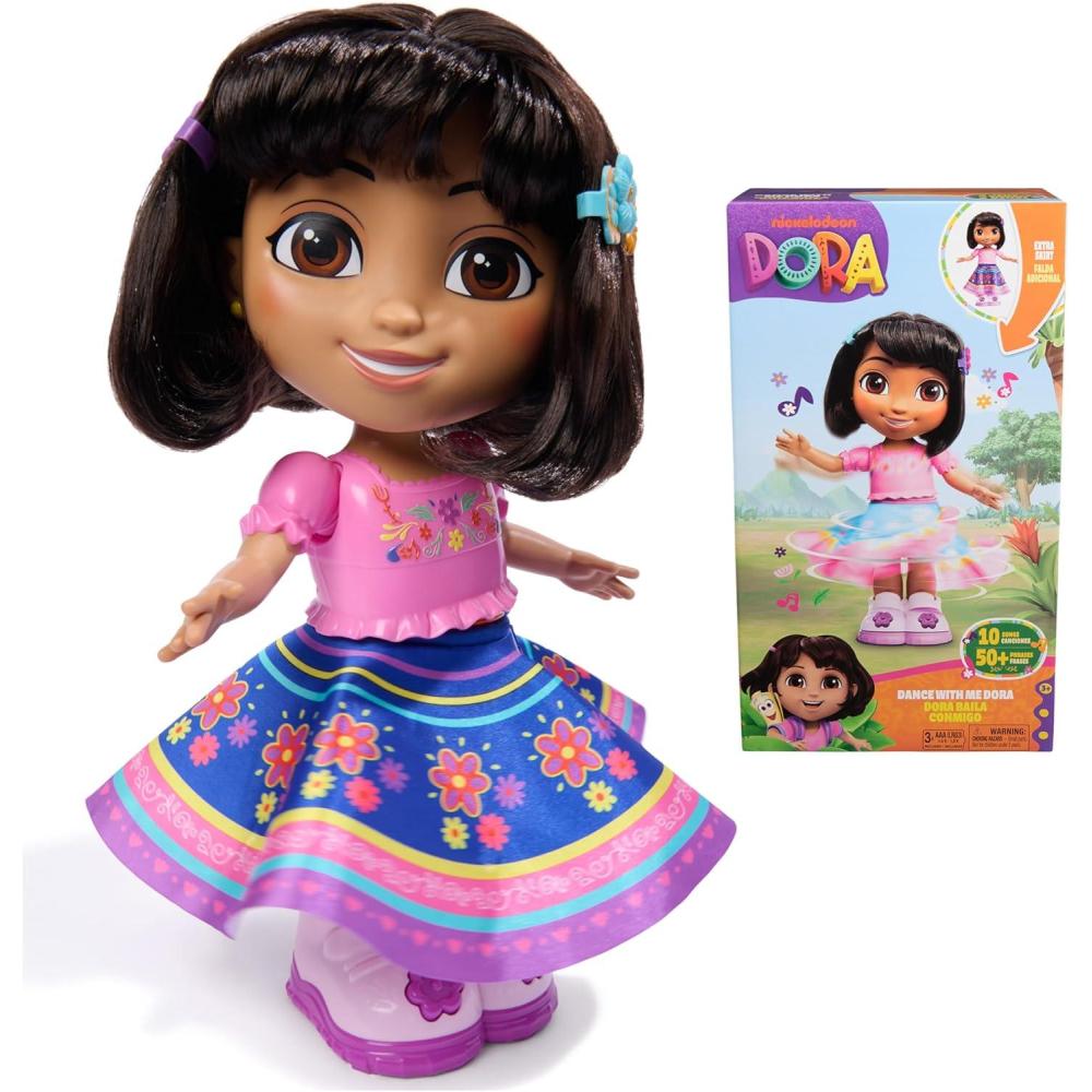 imageDora Dance with Me Dora Interactive Dancing Doll with 2 Skirts Bilingual Phrases ampamp Music Kids Toys for Girls ampamp Boys Ages 3 and Up