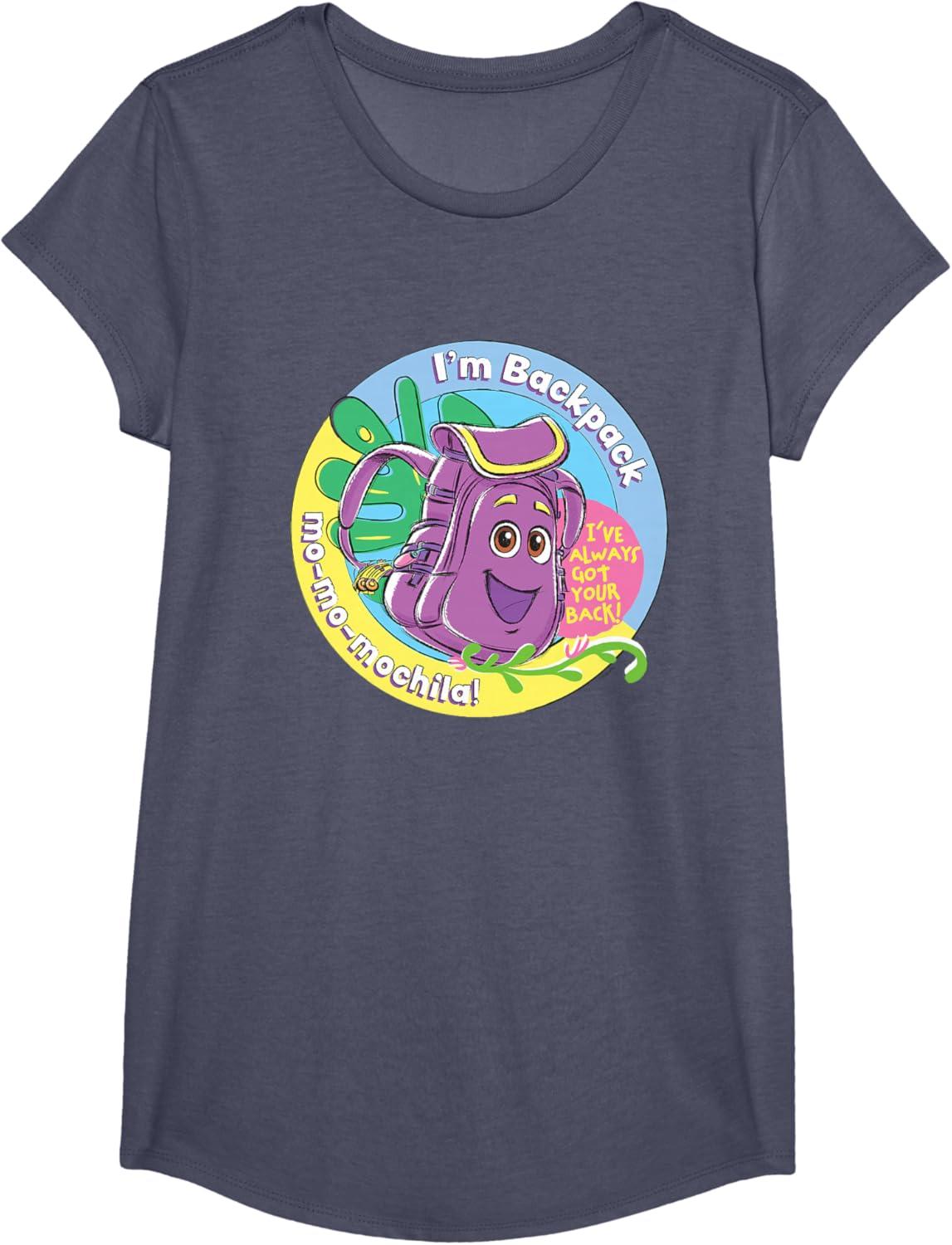 imageDora the Explorer Im Backpack MoMoMochila Chest Logo TShirtHeather Blue