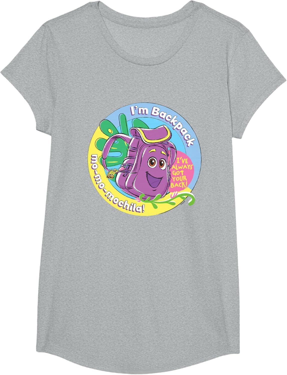 imageDora the Explorer Im Backpack MoMoMochila Chest Logo TShirtHeather Grey