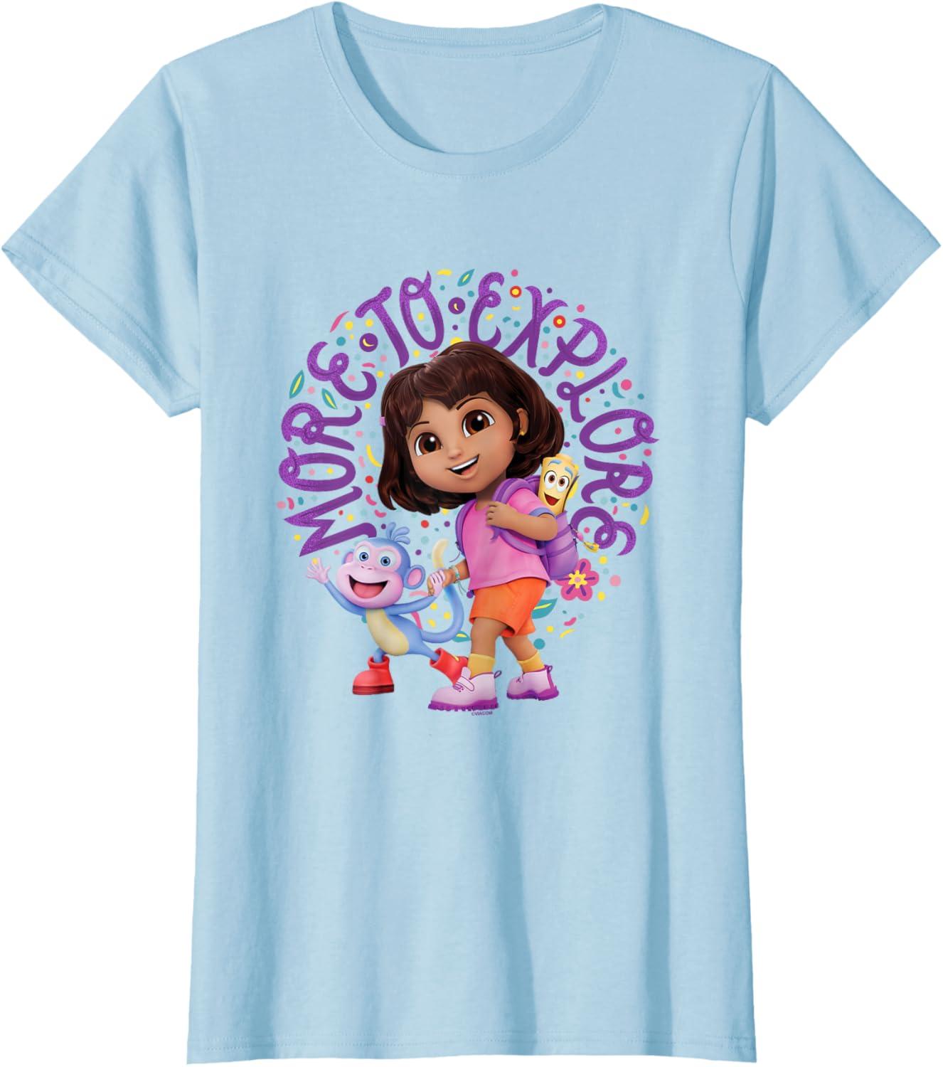 imageDora the Explorer More To Explore Colorful Big Chest Logo TShirtBaby Blue