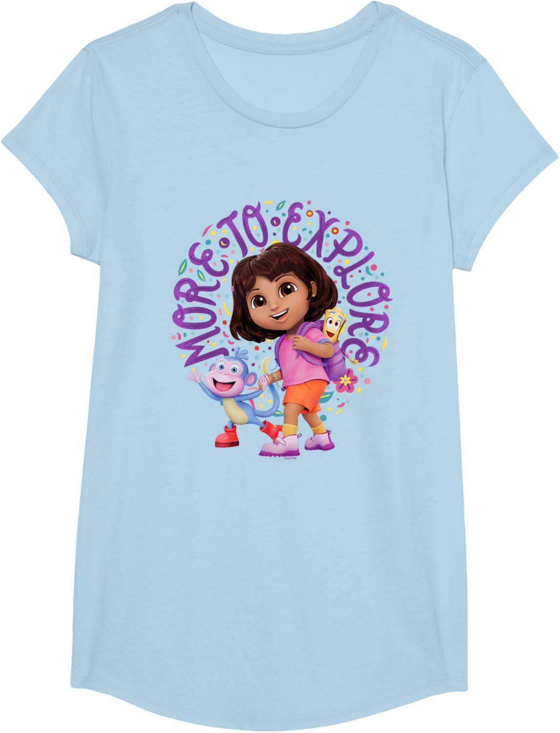 imageDora the Explorer More To Explore Colorful Big Chest Logo TShirtBaby Blue