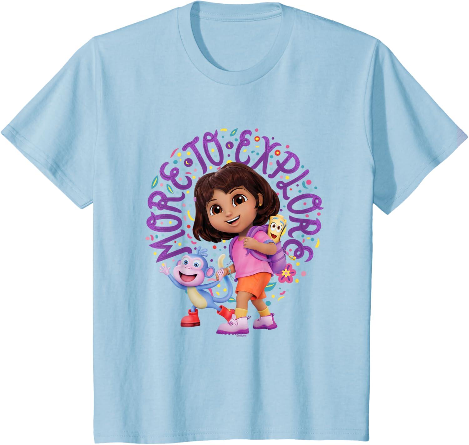 imageDora the Explorer More To Explore Colorful Big Chest Logo TShirtBaby Blue