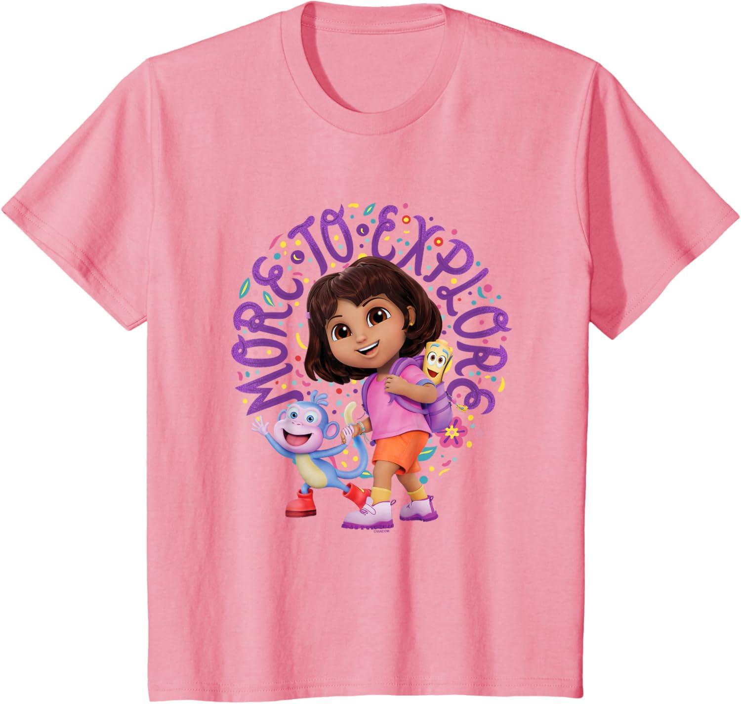 imageDora the Explorer More To Explore Colorful Big Chest Logo TShirtPink
