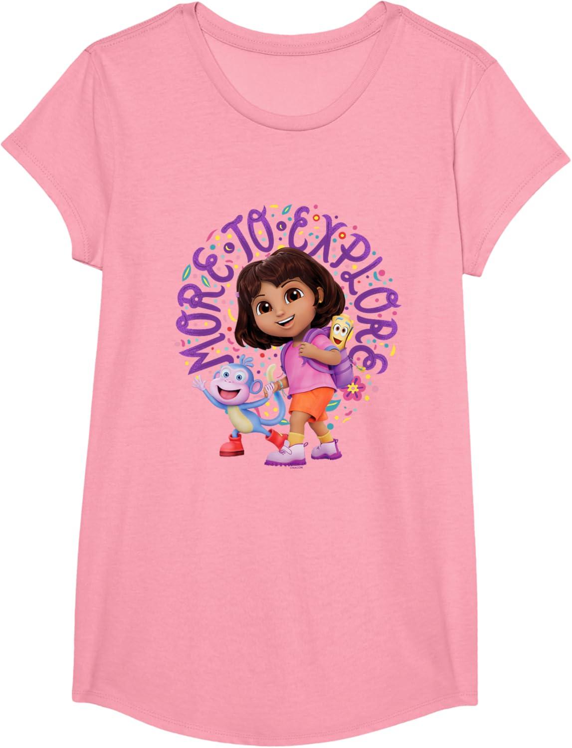 imageDora the Explorer More To Explore Colorful Big Chest Logo TShirtPink