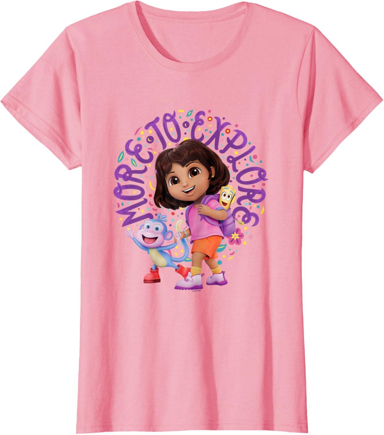 imageDora the Explorer More To Explore Colorful Big Chest Logo TShirtPink