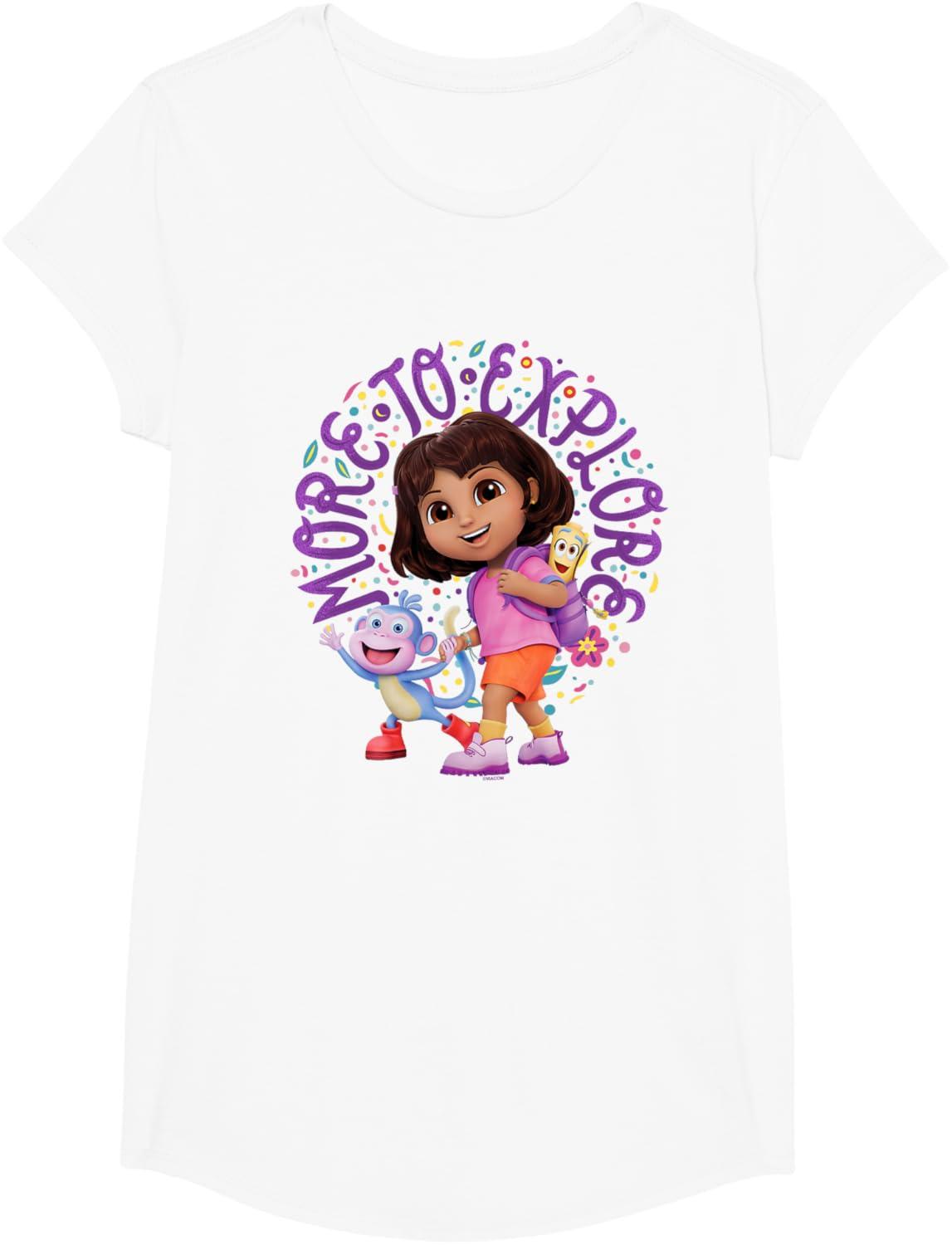imageDora the Explorer More To Explore Colorful Big Chest Logo TShirtWhite