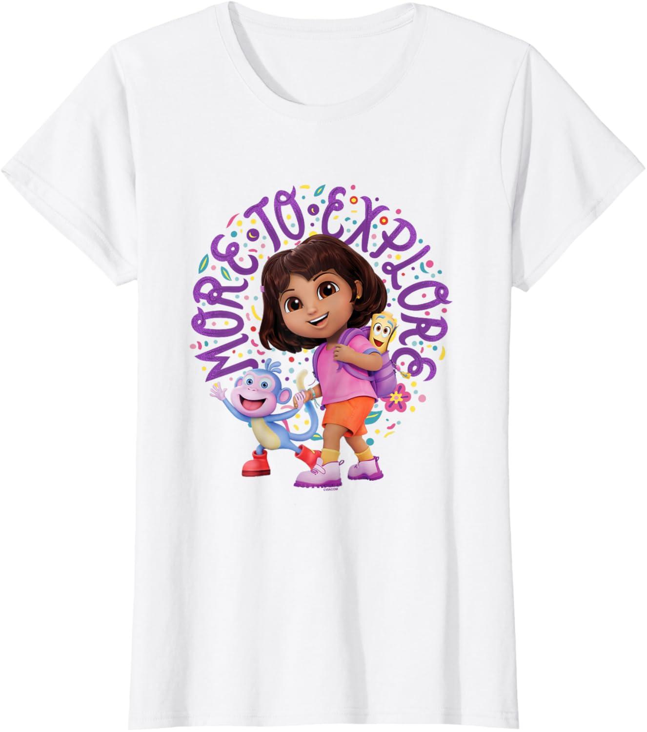 imageDora the Explorer More To Explore Colorful Big Chest Logo TShirtWhite