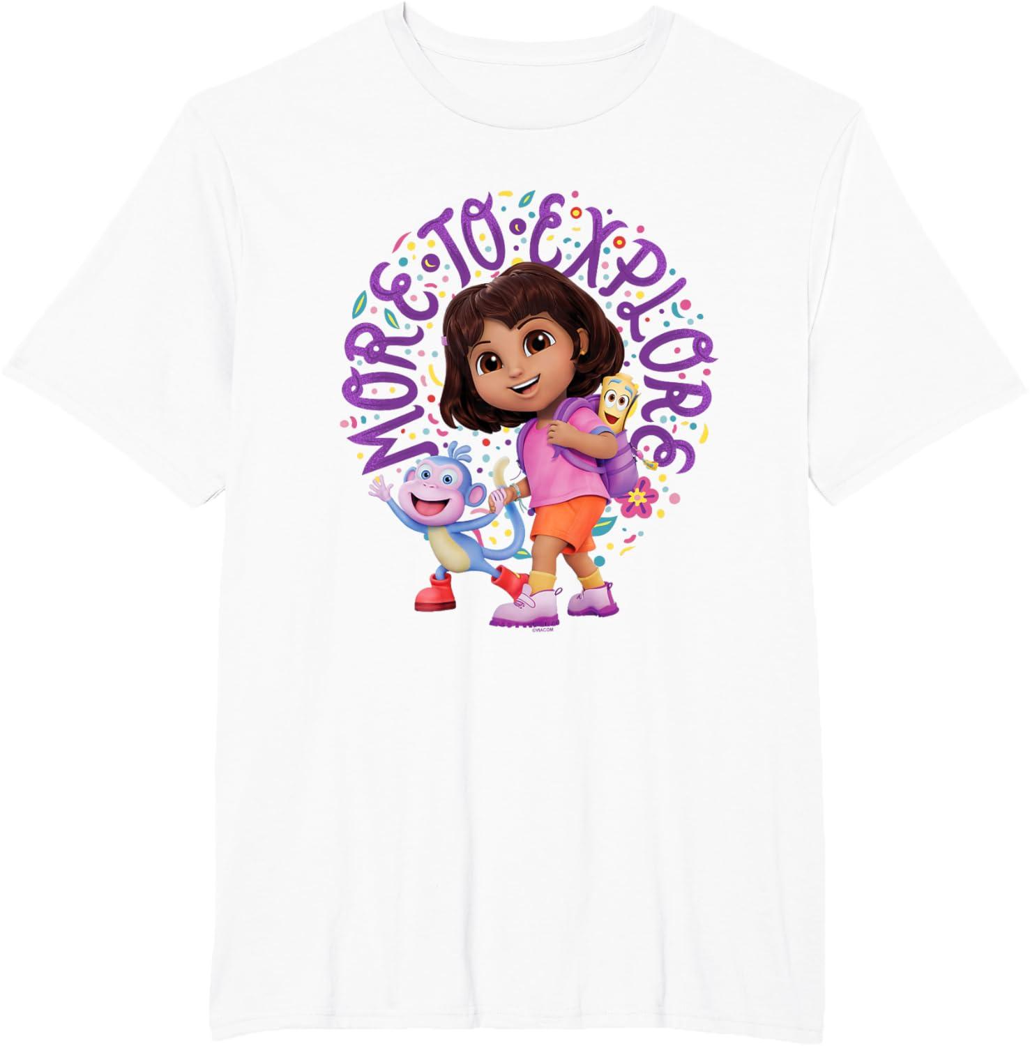 imageDora the Explorer More To Explore Colorful Big Chest Logo TShirtWhite