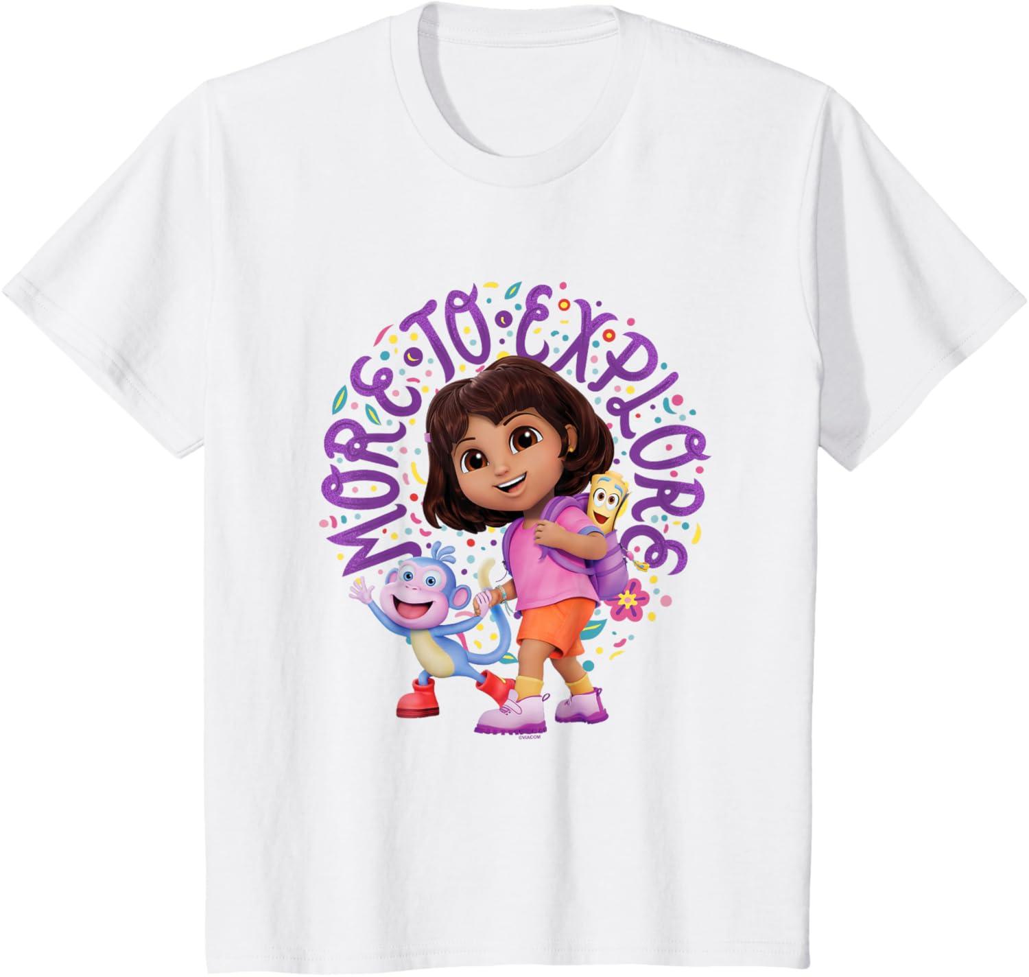 imageDora the Explorer More To Explore Colorful Big Chest Logo TShirtWhite
