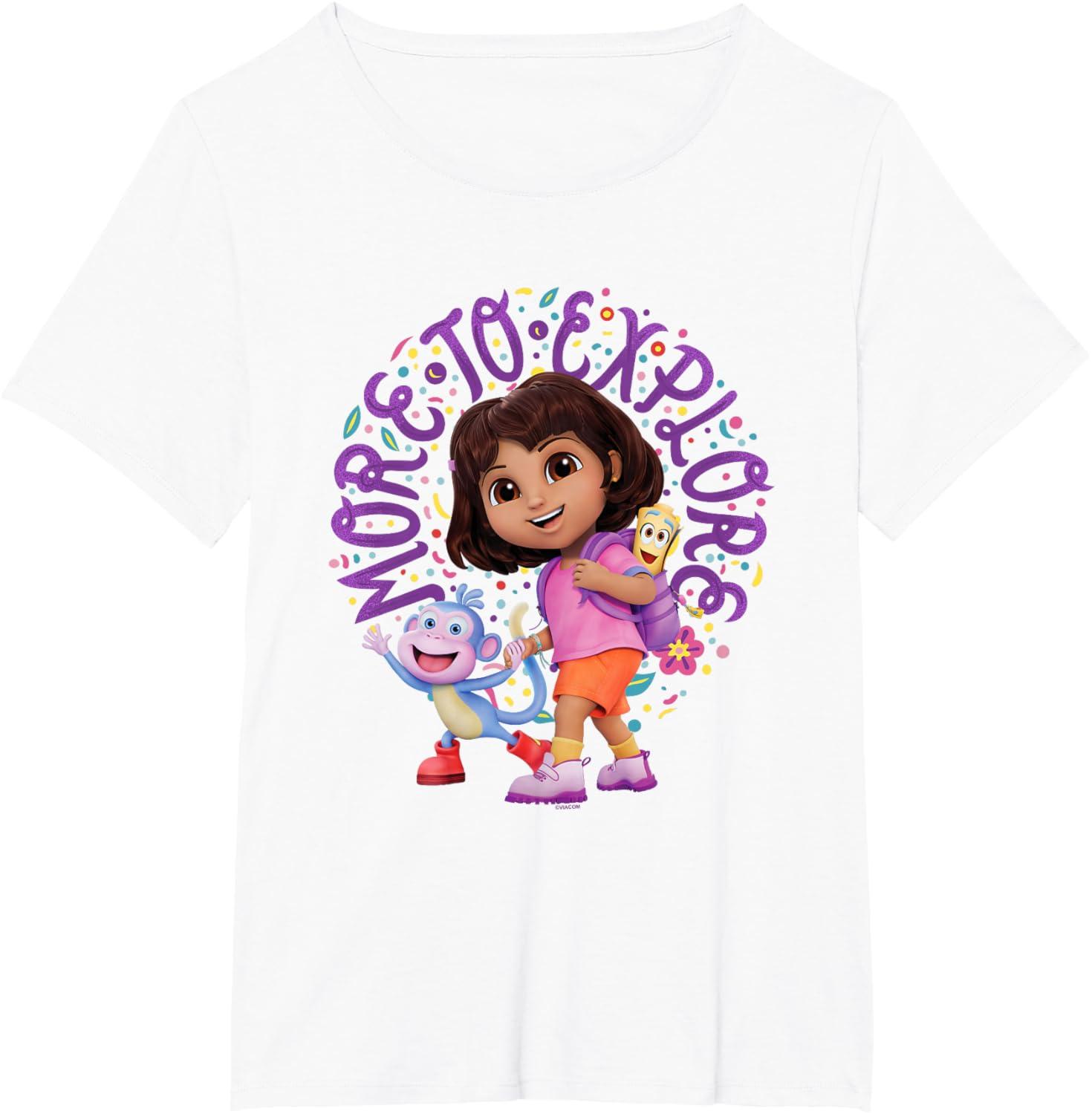 imageDora the Explorer More To Explore Colorful Big Chest Logo TShirtWhite