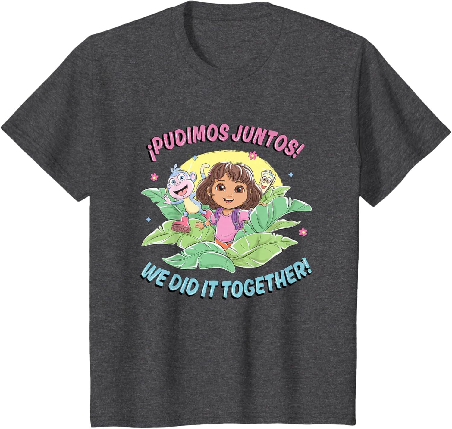 imageDora the Explorer Pudimos Juntos We Did It Together Logo TShirtDark Heather Grey