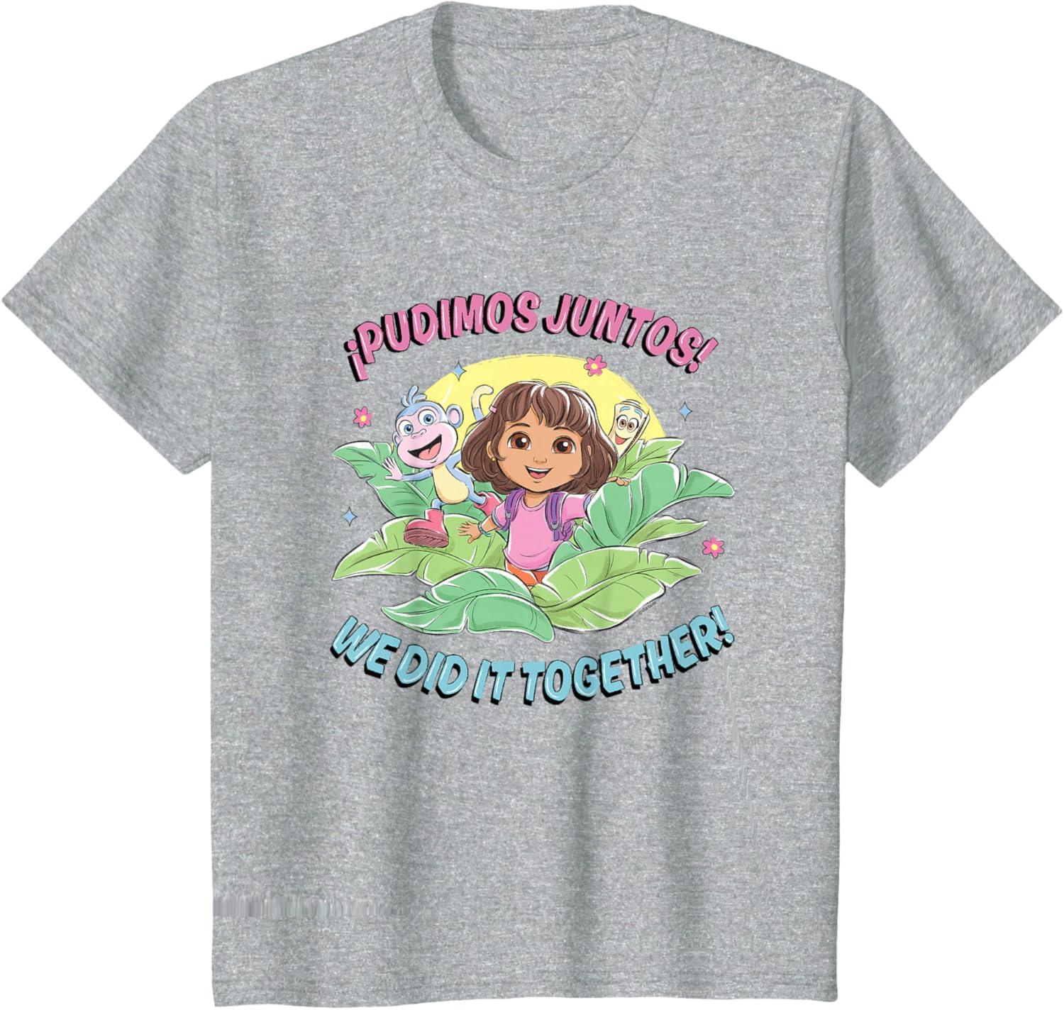 imageDora the Explorer Pudimos Juntos We Did It Together Logo TShirtHeather Grey